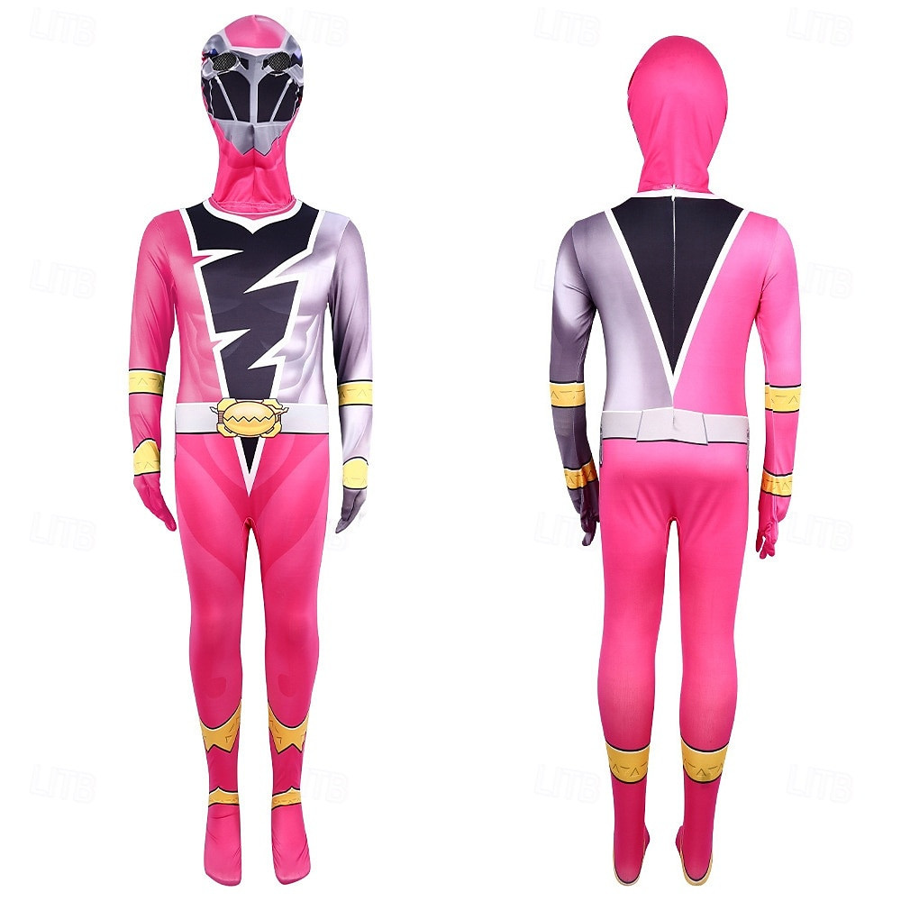 Dino Fury Rangers Ankylo Fury Pink Ranger Costume - Bodysuit Mask Pink Dino Fury Ranger Cosplay