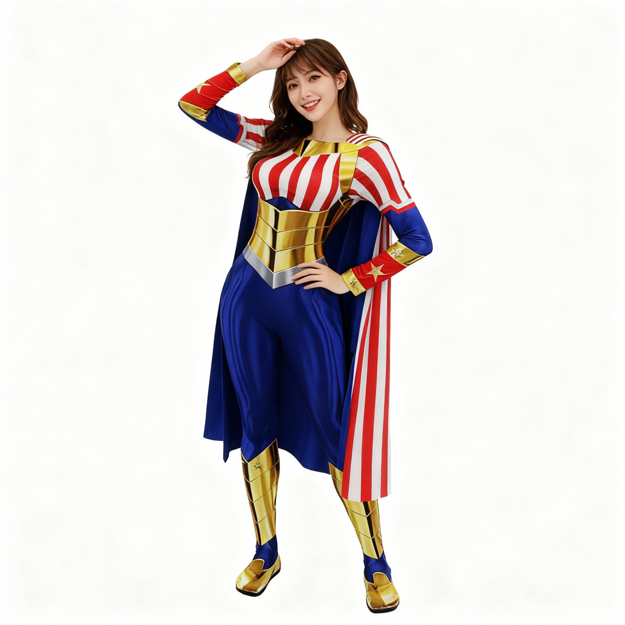 Girls and Women The Boys Homelander Costume - Blue Bodysuit Cape Set Homelander Cosplay