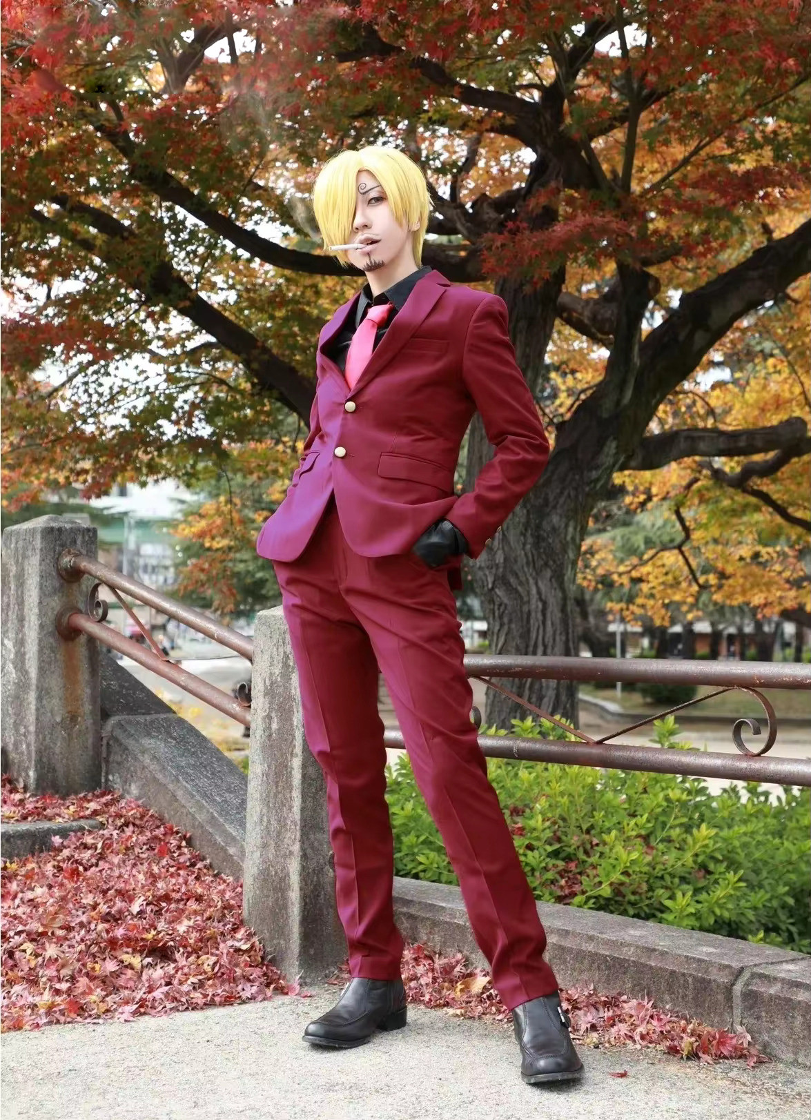 One Piece Sanji Costume - Red Black Suit Sanji Cosplay