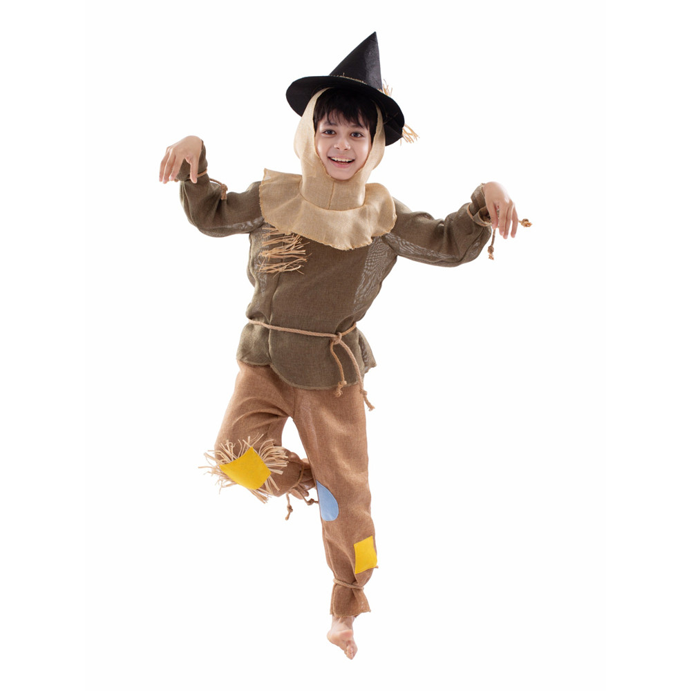 Kids The Wizard of Oz Scarecrow Costume - Shirt Hat Set Scarecrow Cosplay