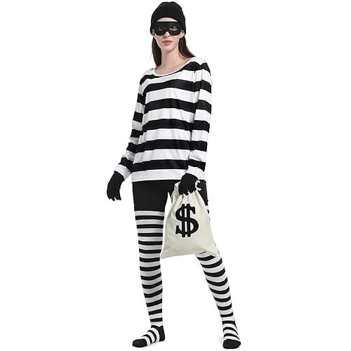Women's Bank Robber Costume - Full Set Thief Burglar Cosplay