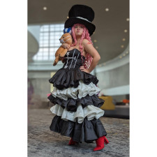 One Piece Perona Costume - Black And White Dress Hat Set Perona Cosplay