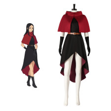Delicious In Dungeon Rin Costume - Black Dress Red Vest Set Rin Cosplay