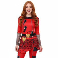 Girls Descendants 4: The Rise of Red Princess Red of Hearts Costume - Red Bodysuit Princess Red of Hearts Cosplay