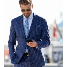 A Haunting In Venice Hercule Poirot Costume - Blue Suit Hercule Poirot Cosplay