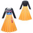 Girls K-Pop Demon Hunters Mira Costume - Black Yellow Long Dress Mira Cosplay