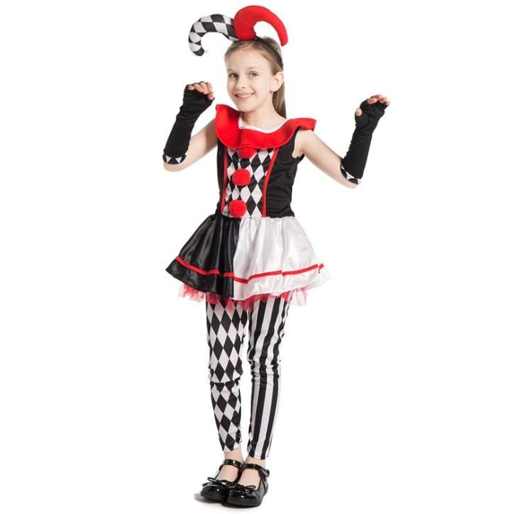 DC Super Villain Harley Quinn Jester Girls Costume