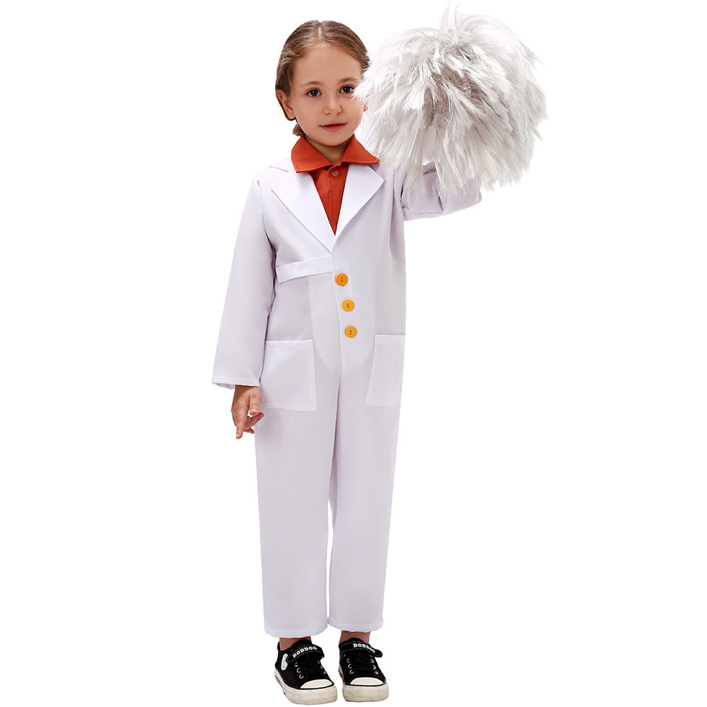 Kids Back to The Future Doc Dr. Emmett Brown Costume - White Coat Dr. Emmett Brown Cosplay