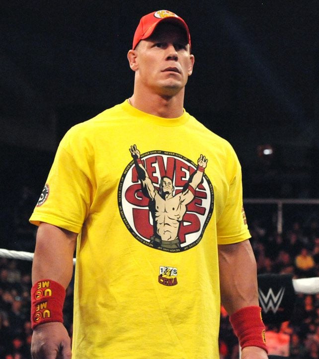 WWE John Cena Costume - Never Give Up Yellow Set Shirt Cap Headband Wristband John Cena Cosplay
