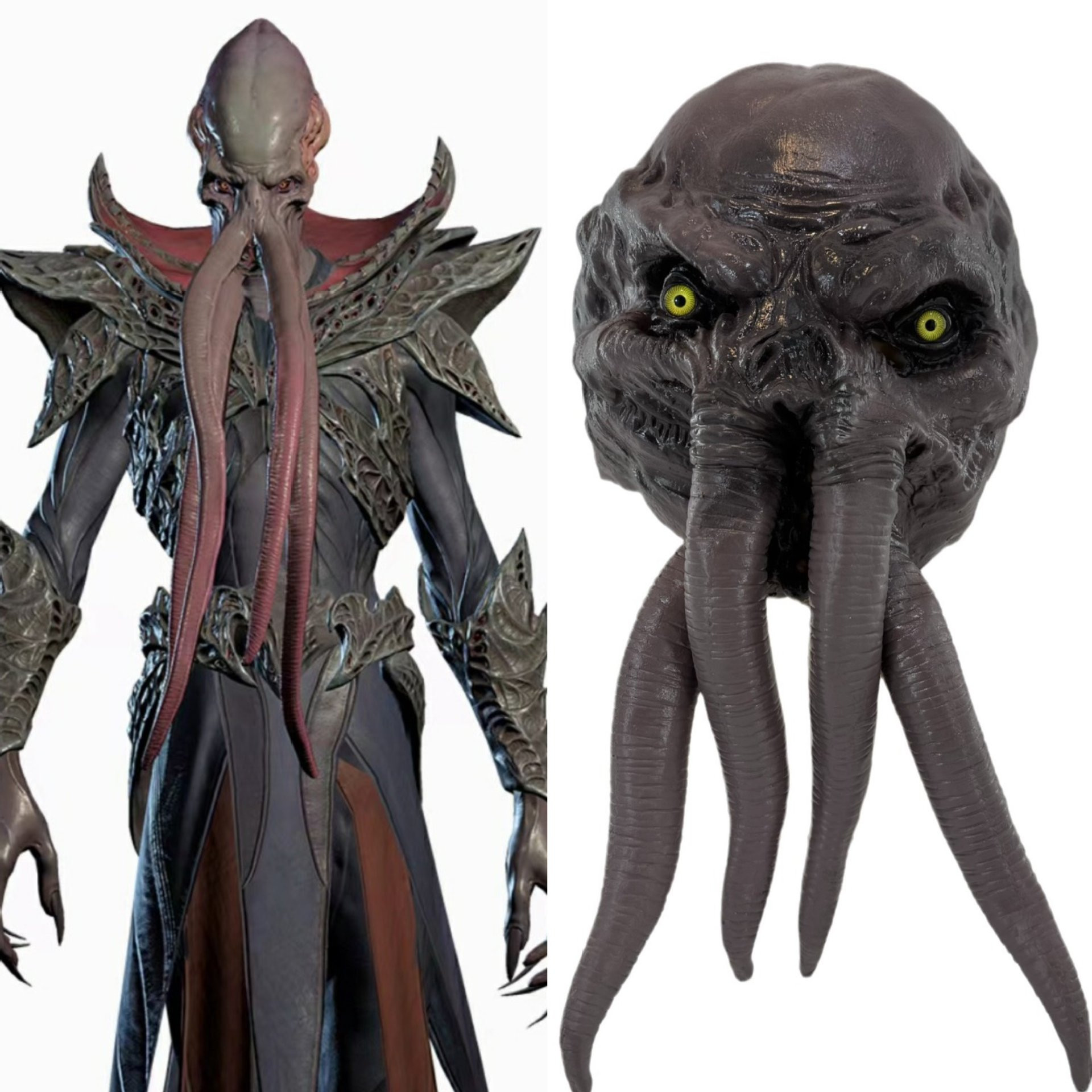 Baldur's Gate 3 Illithid Mind Flayer Mask Prop - Mind Flayer Costume Cosplay Mask