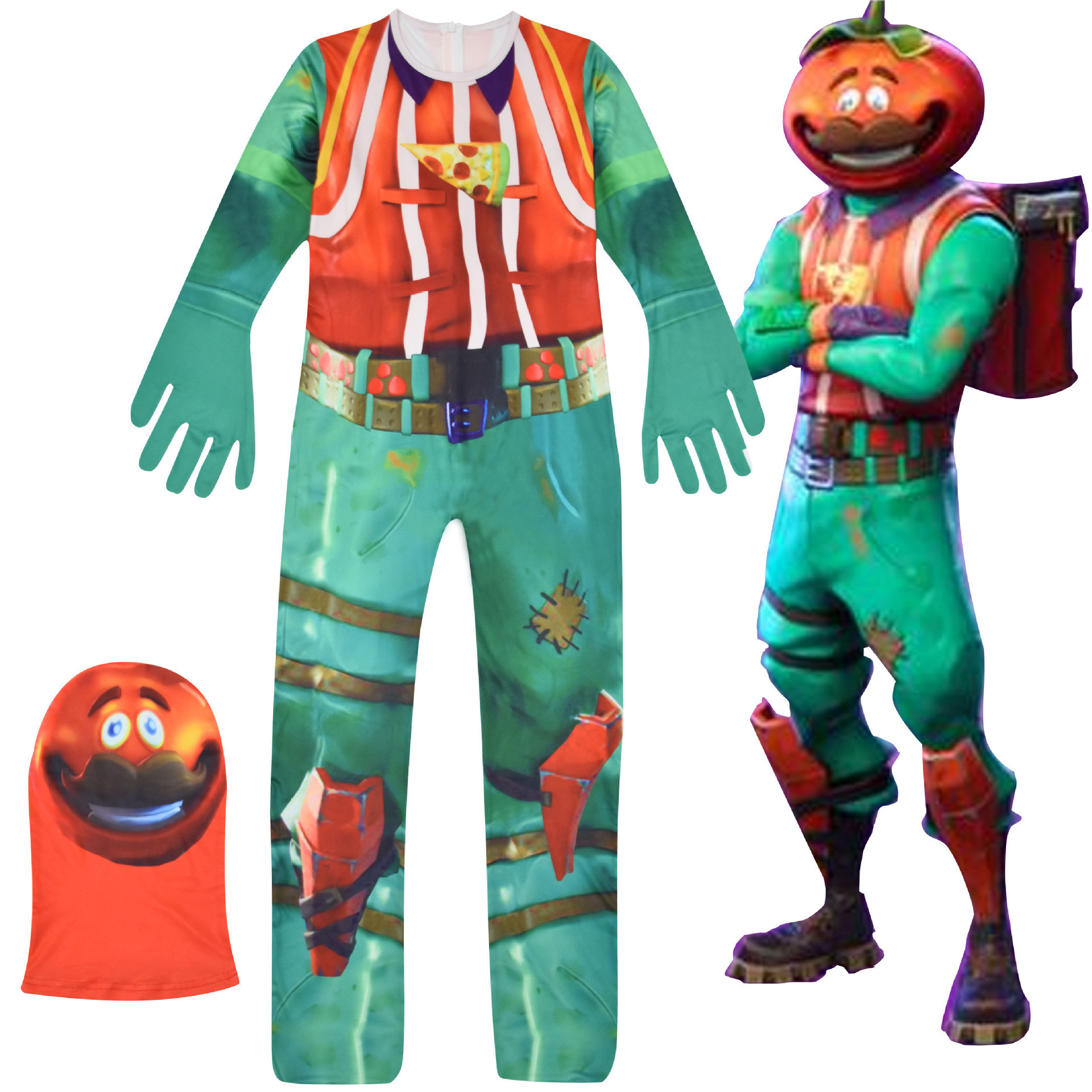 Fortnite Tomatohead Costume - Full Suit Mask Set Tomatohead Cosplay