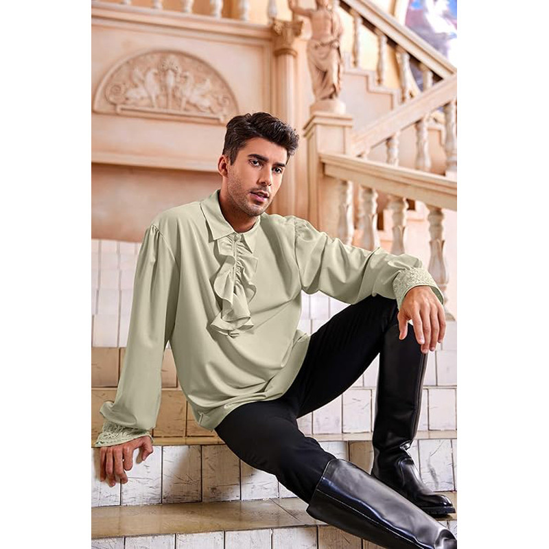 Victorian Men Costume - Ruffled Chiffon Shirt Victorian Men Cosplay
