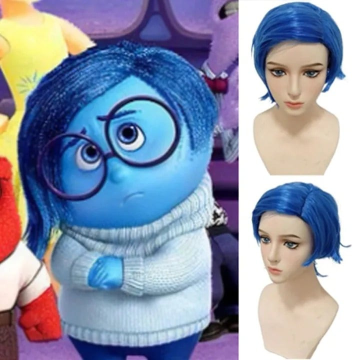 Inside Out Sadness Wig - Sadness Cosplay Costume Wig Prop