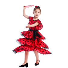 Girls La Senorita Spanish Flamenco Dress Costume