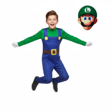 Boys Super Mario Bros Luigi Costume - Bodysuit Mask Gloves Set Luigi Cosplay