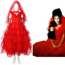 Beetlejuice Lydia Deetz Costume - Red Wedding Dress Lydia Deetz Cosplay