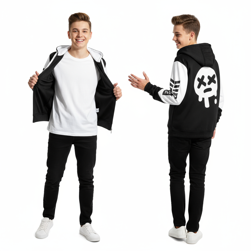Brawl Stars Edgar Costume - Black & White Hoodie Edgar Cosplay