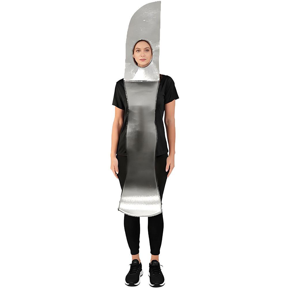 Knife Costume - Black Silver Bodysuit Knife Cosplay