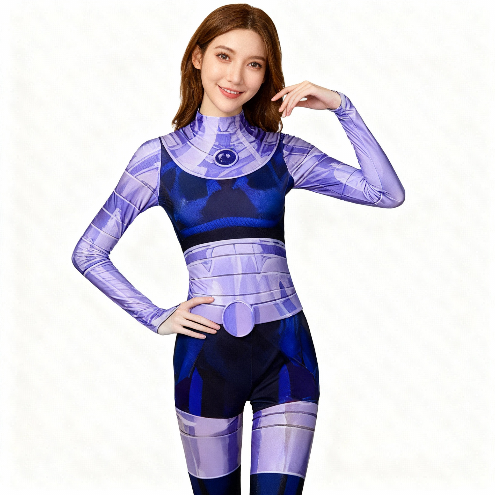 Teen Titans Blackfire Costume - Purple Comic Style Bodysuit Blackfire Cosplay