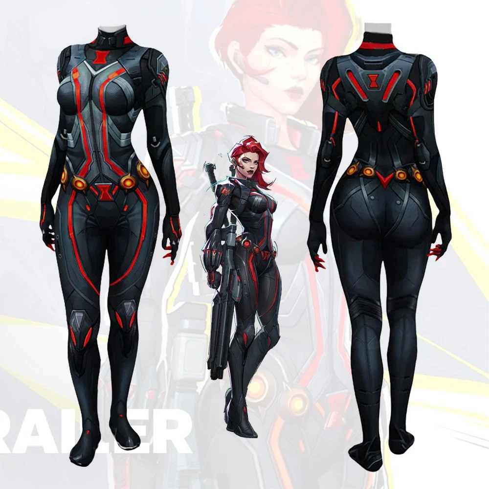 Marvel Rivals Black Widow Costume - Black Bodysuit Black Widow Cosplay