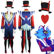 Helluva Boss Asmodeus Costume - Striped Suit Hat Set Asmodeus Cosplay