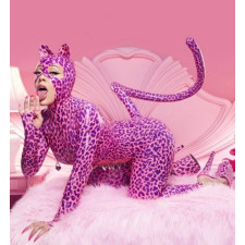 Doja Cat Costume - Freak Album Purple Leopard Print Jumpsuit Cosplay