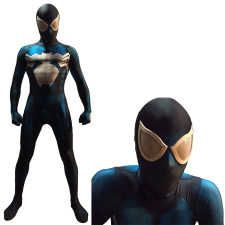 Super Hero Secret Wars Spider-Man Symbiote Suit Costume - Blue Bodysuit Mask Spider Man Cosplay