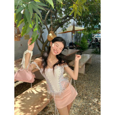 Sabrina Carpenter We The Fest Costume - Off Shoulder Lace Blouse Sabrina Carpenter Performing We The Fest Cosplay