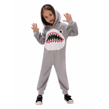 Kids Shark Costume - Onesie Jumpsuit Grey Shark Cosplay