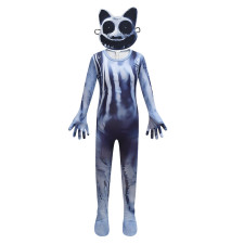 Kids Zoonomaly Smile Cat Costume - Black & White Bodysuit Mask Smile Cat Cosplay