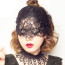 Halloween Black Face Mask Lace Floral Pattern Headband Costume