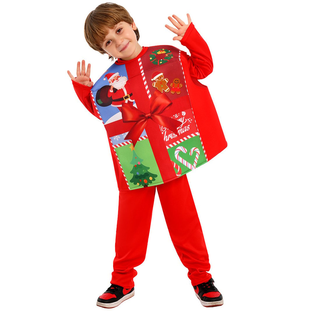 Kids Christmas Gift Box Costume - Bodysuit Christmas Gift Box Cosplay