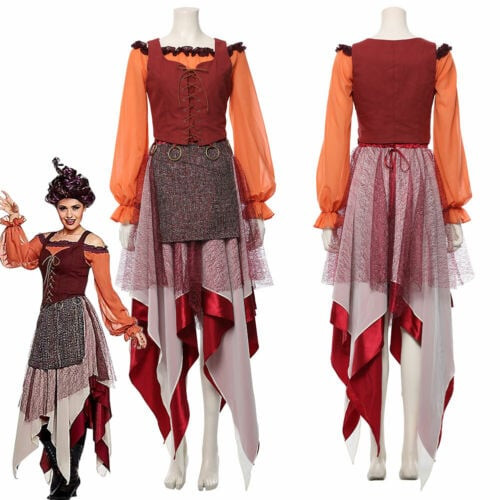 Hocus Pocus 2 Mary Sanderson Costume - Adult Classic Medieval Velvet Dress Mary Sanderson Cosplay