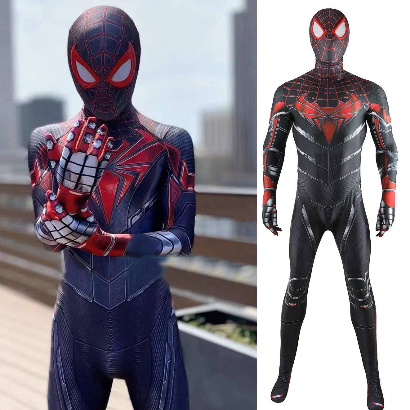 Marvel's Spider-Man 2 Advanced Tech Suit Costume - Black Red Bodysuit Advanced Tech Suit Cosplay