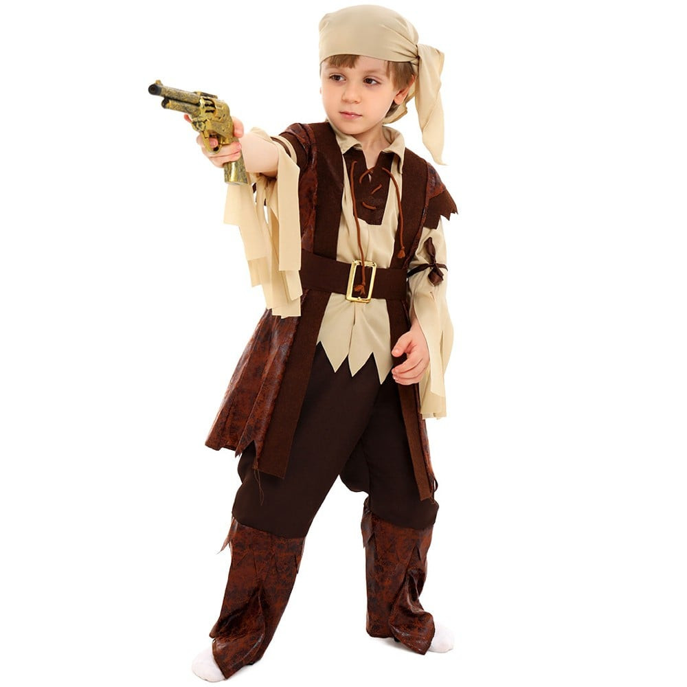 Boys Pirate Costume - Hat Shirt Boots Set Cosplay
