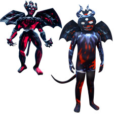 Kids Roblox Trevor Henderson's Cartoon Shin Demon Costume - Black Bodysuit Mask Cartoon Shin Demon Cosplay