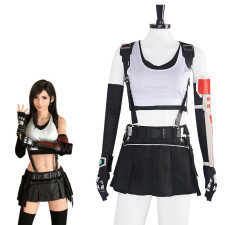 Final Fantasy VII Tifa Costume - White Top Black Skirt Set Tifa Cosplay