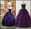 Purple and Black Organza Taffeta Ball Gown Costume Gothic Dress