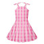 Barbie Movie 2023 Margot Robbie Girls Costume - Pink Gingham Dress Barbie Margot Robbie Girls Cosplay