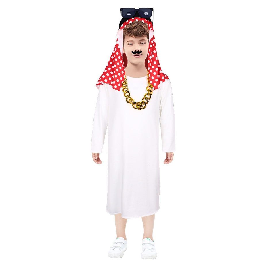 Arab Costume - White Dress with Keffiyeh Arab Cosplay