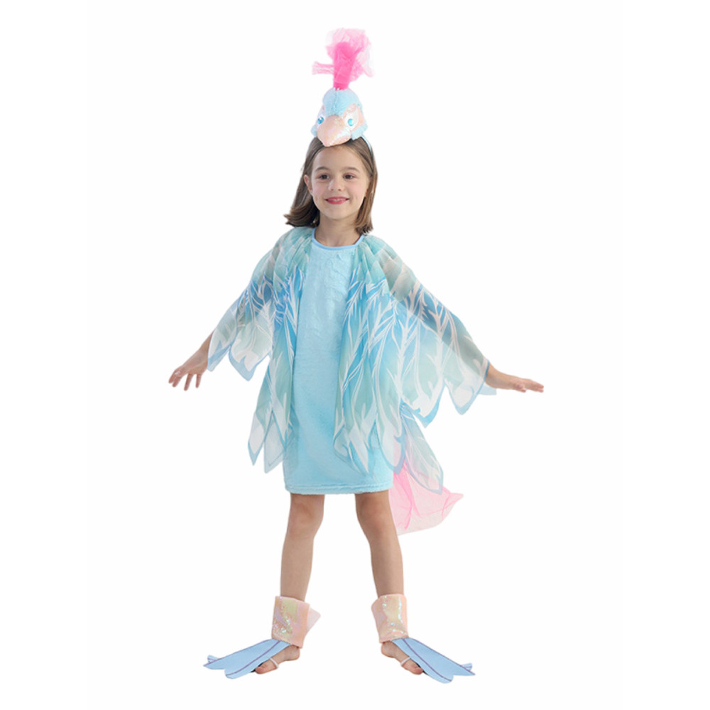 Kids Bird Costume - Hat Dress Set Blue Bird Cosplay