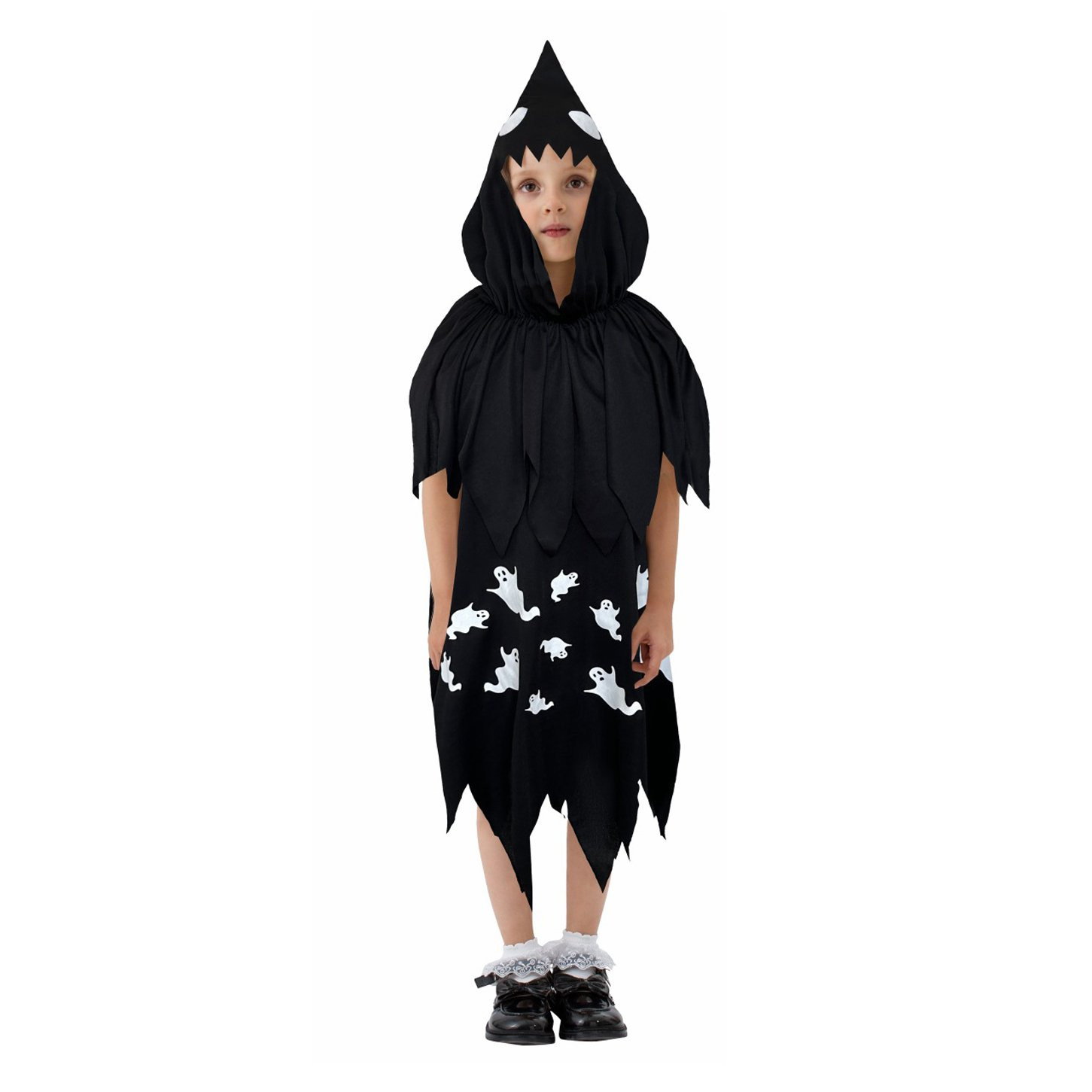 Kids Ghost Costume - Black Cape Hat Set Ghost Cosplay