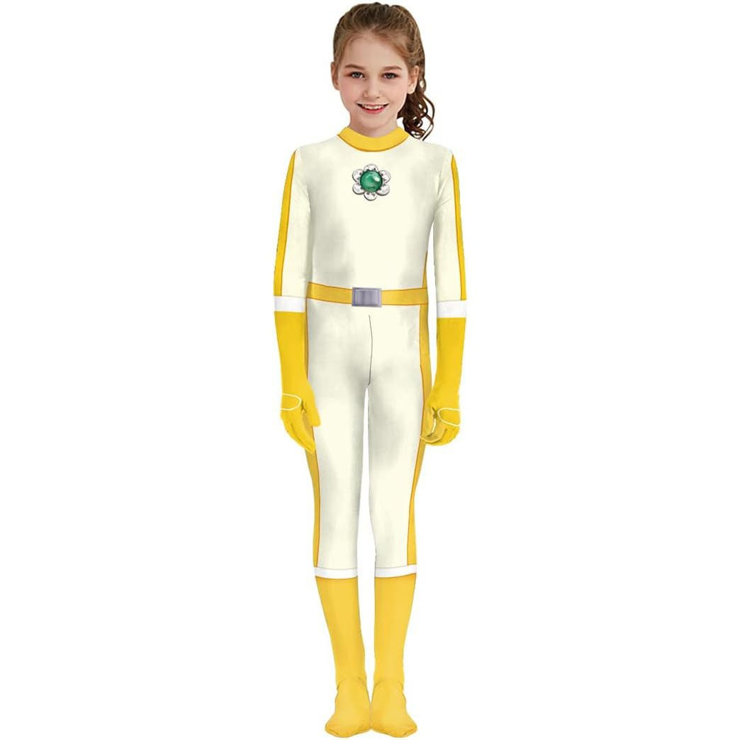 Super Mario Bros Princess Daisy Costume - Yellow Jumpsuit Princess Daisy Cosplay