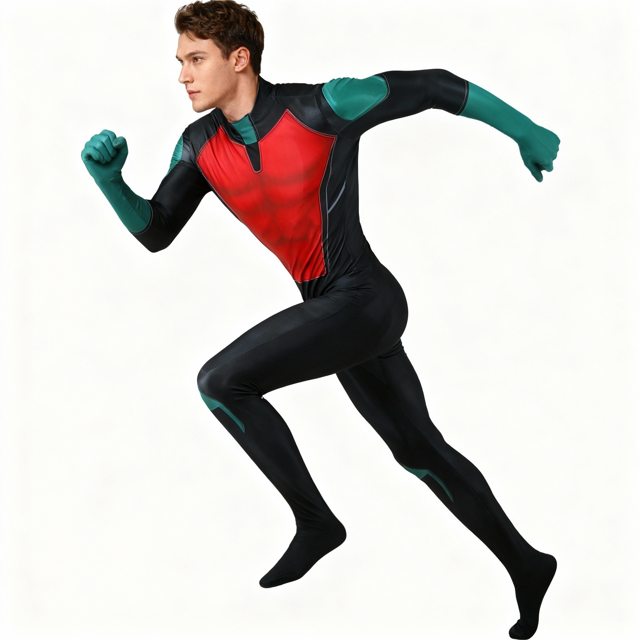 Batman Animated Series Robin Costume - Red Green Bodysuit Robin Cosplay