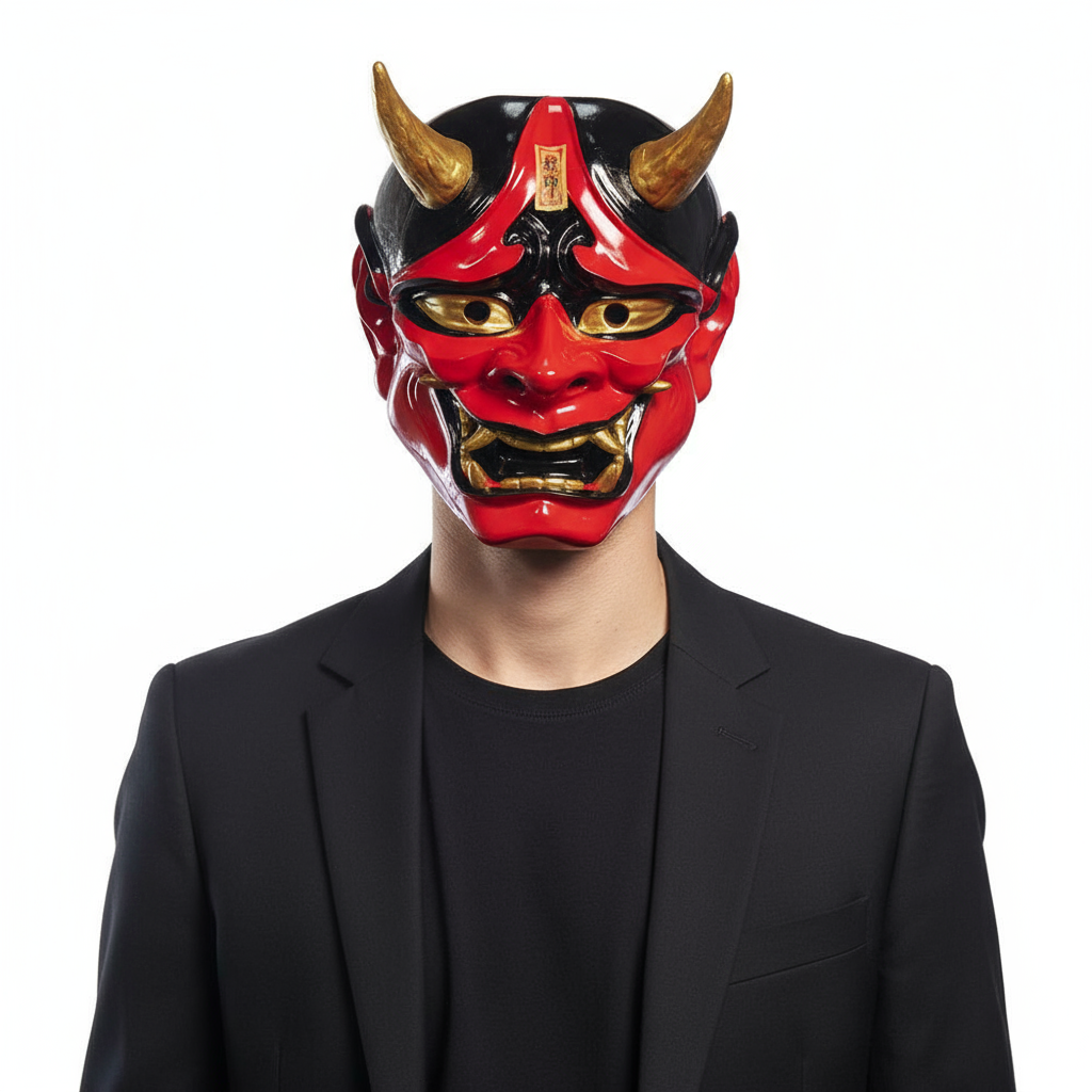 K-Pop Demon Hunters Horned Demon Red Mask Prop - Horned Red Demon Kpop Costume Cosplay Mask