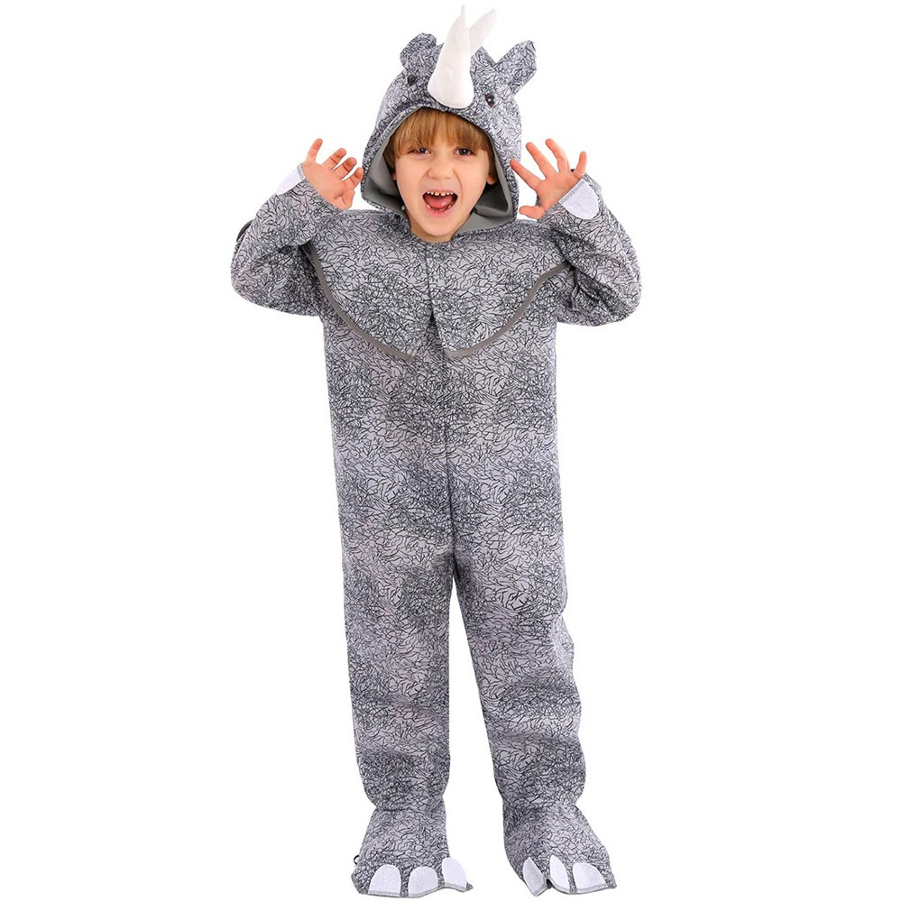 Kids Rhinoceros Costume - Onesie Jumpsuit Rhino Cosplay