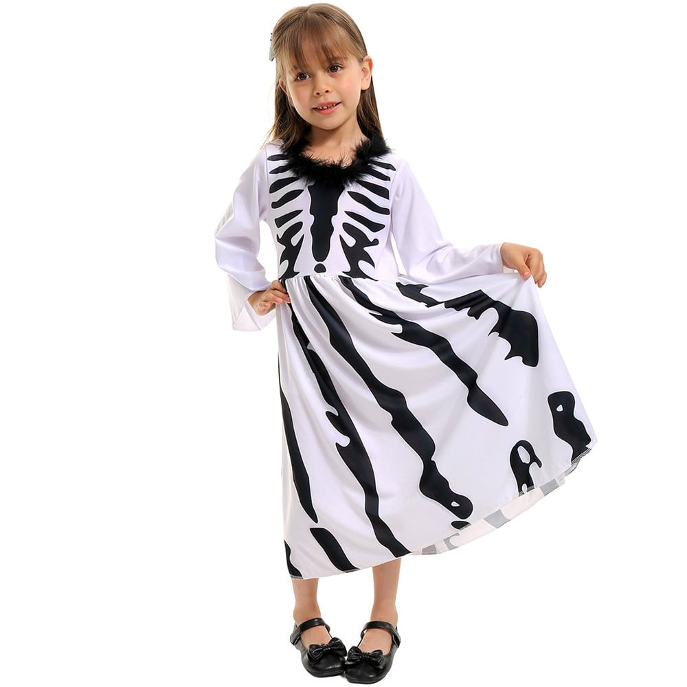 Girls Skeleton Costume - Black and White Dress Skeleton Cosplay