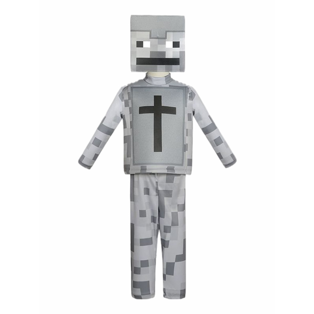 Kids Minecraft Skeleton Grave Costume - Mask And Suit Set Skeleton Grave Cosplay