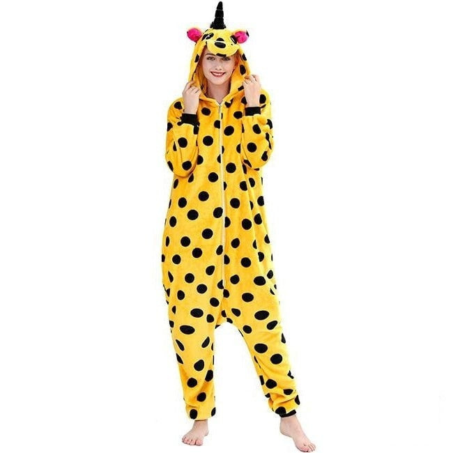 Kids Yellow Polka Dot Unicorn Costume - Onesie Jumpsuit Yellow Polka Dot Unicorn Cosplay