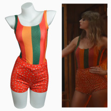 Taylor Swift Anti Hero MV Costume - Striped Bodysuit Short Set Taylor Swift Anti Hero MV Cosplay